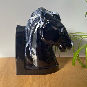 Vintage MCM Blue Mountain Pottery Horse Head Bookends Pair